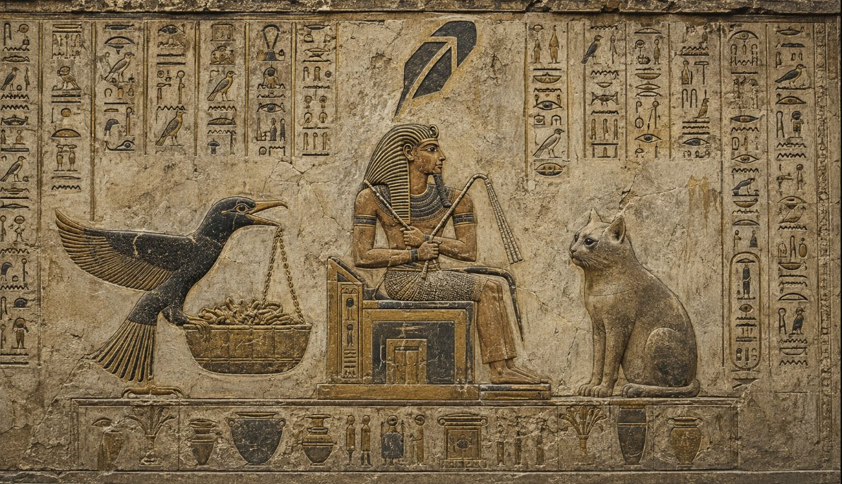 Ancient Egyptian-style Cash Delivery Bird scene